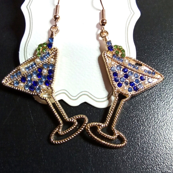 Cocktail Rhinestone Earrings - Picture 2 of 6